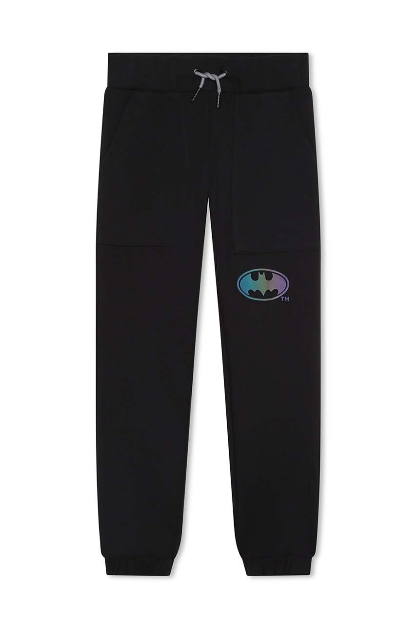 Детские хлопковые штаны Dkny цвет чёрный с принтом