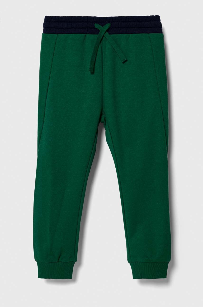 United Colors of Benetton pantaloni de trening pentru copii culoarea verde, neted