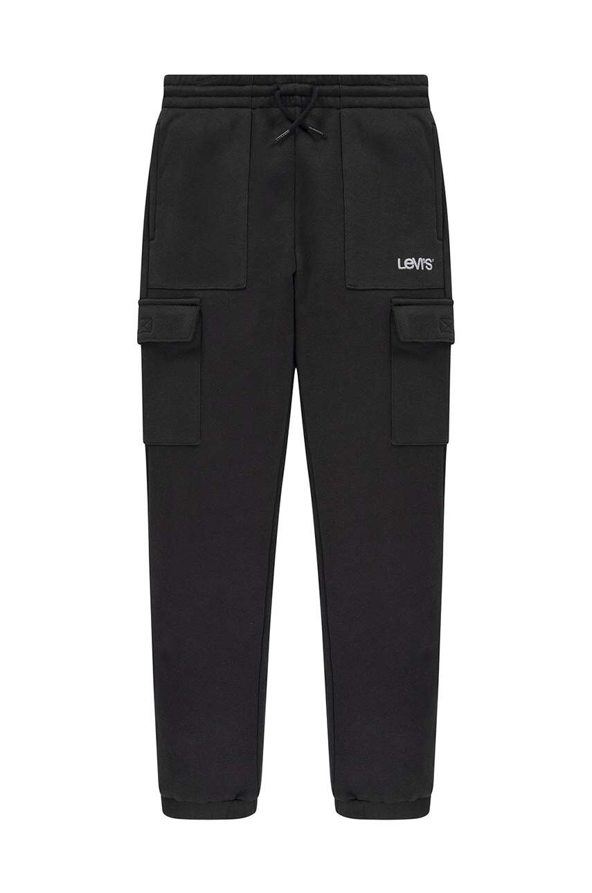 Dětské kalhoty Levi′s černá barva, hladké - černá