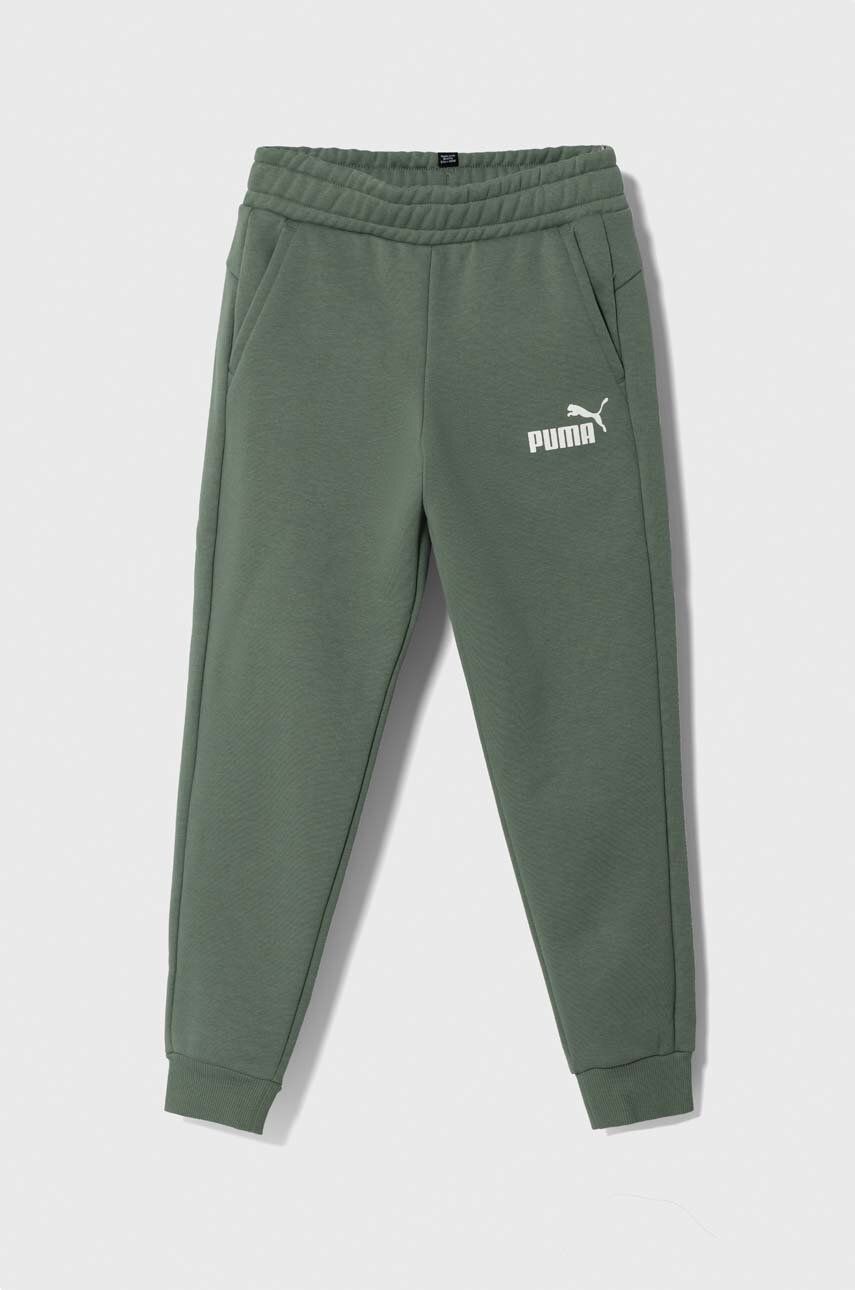 Puma pantaloni de trening pentru copii ESS Logo Pants FL cl B culoarea verde, cu imprimeu