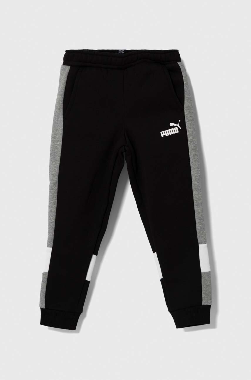 

Дитячі спортивні штани Puma ESS Block Sweatpants FL B колір чорний меланж
