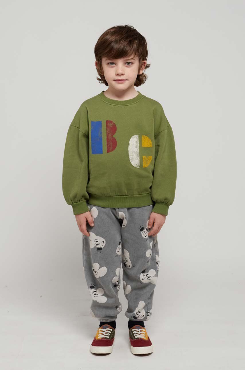 Bobo Choses pantaloni de trening din bumbac pentru copii culoarea gri, modelator