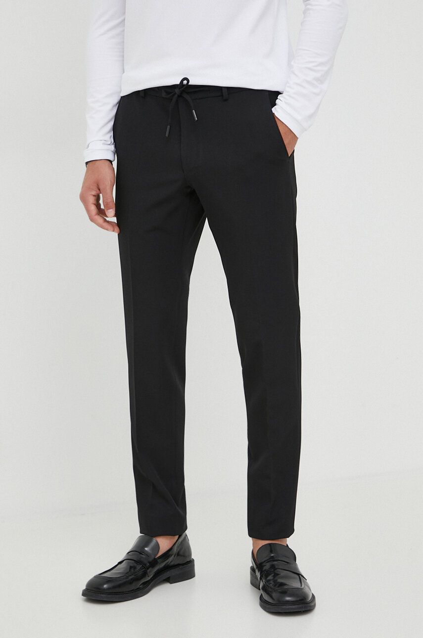 Karl Lagerfeld pantaloni barbati, culoarea negru, drept