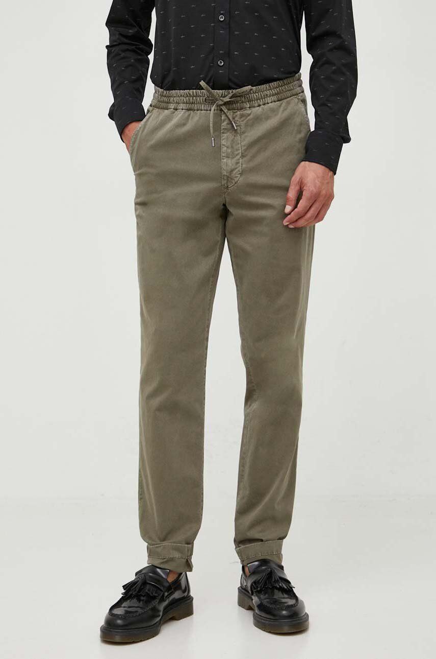 Kalhoty Tommy Hilfiger pánské, zelená barva, jednoduché - zelená - 98 % Bavlna