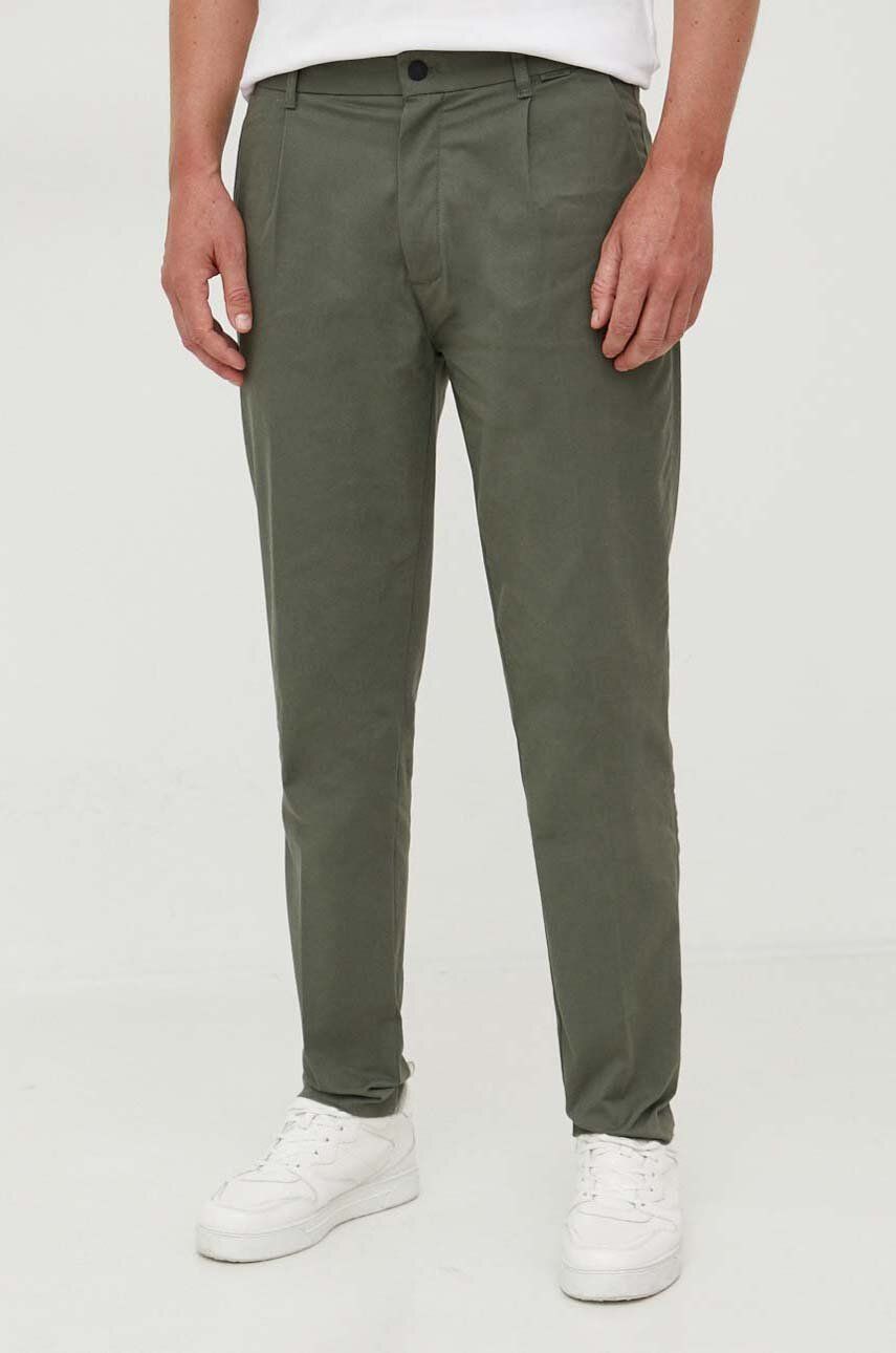 Levně Kalhoty Calvin Klein pánské, zelená barva, jednoduché, K10K111490
