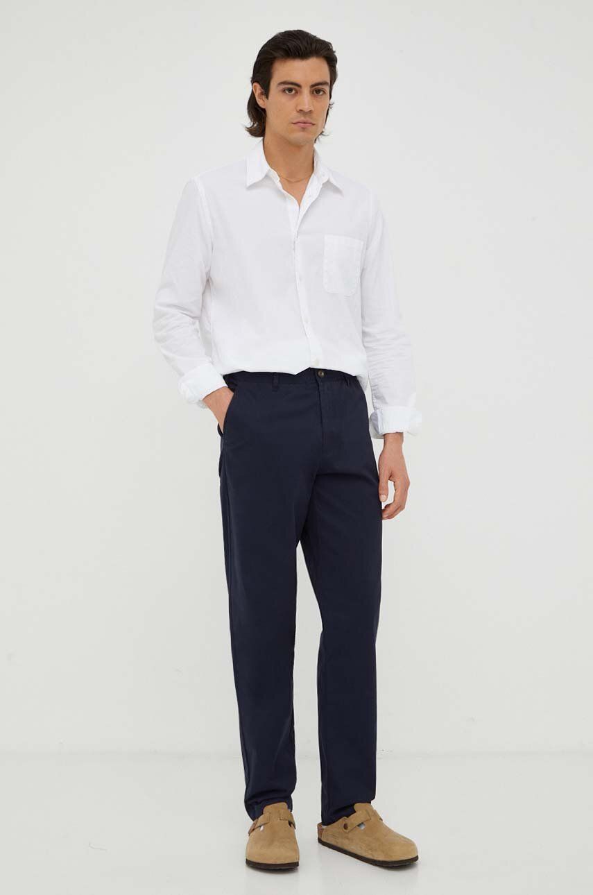 Kalhoty Les Deux Jared pánské, tmavomodrá barva, přiléhavé - námořnická modř - 97 % Bavlna