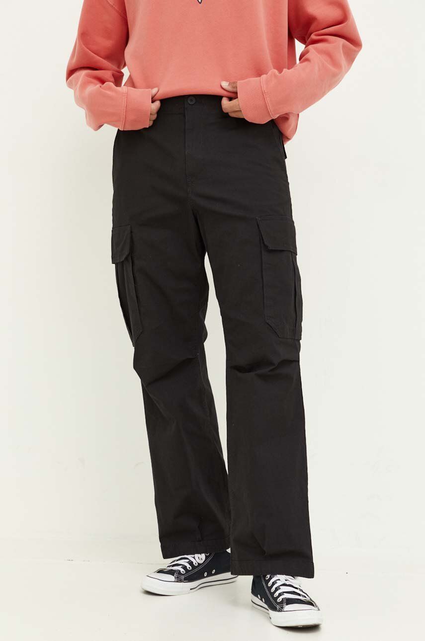 Kalhoty Tommy Jeans pánské, černá barva, jednoduché - černá -  98 % Bavlna