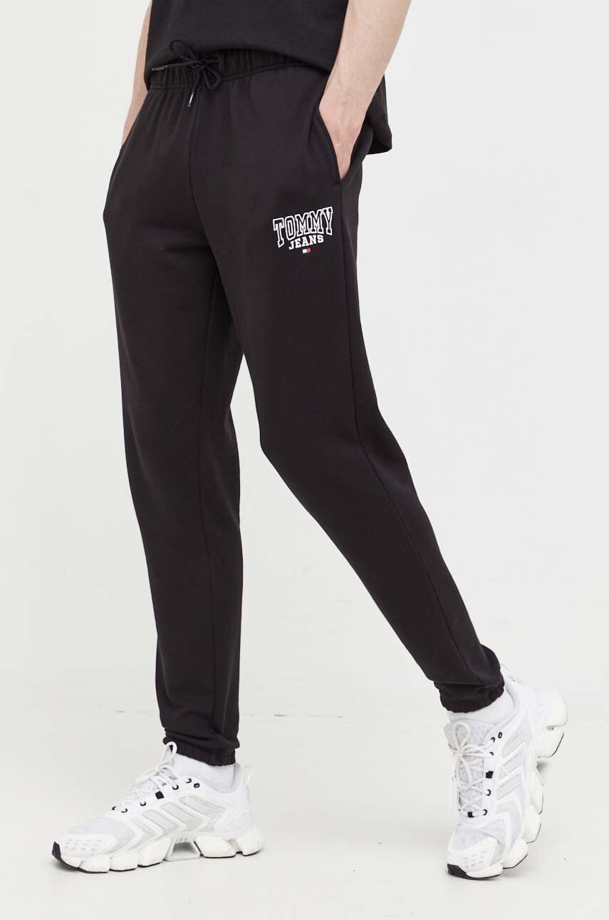 Bavlněné kalhoty Tommy Jeans černá barva, hladké - černá -  100 % Bavlna