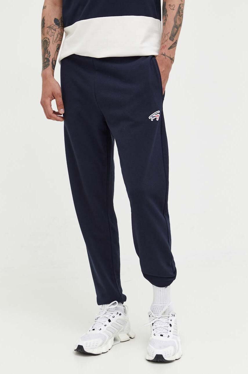 Tommy Jeans Pantaloni De Trening Culoarea Albastru Marin, Cu Imprimeu