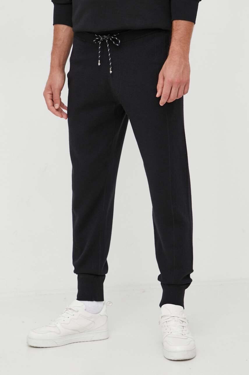 Boss Pantaloni De Trening Cu Amestec De Lana Culoarea Negru, Melanj