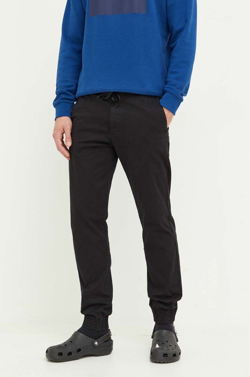 Kalhoty HUGO pánské, černá barva - černá -  Hlavní materiál: 98 % Bavlna