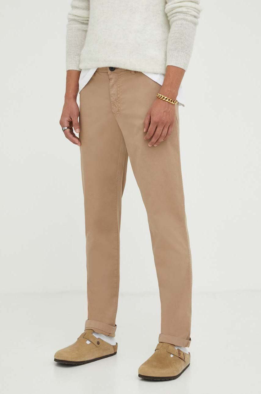 Kalhoty PS Paul Smith pánské, béžová barva, jednoduché - béžová -  97 % Bavlna