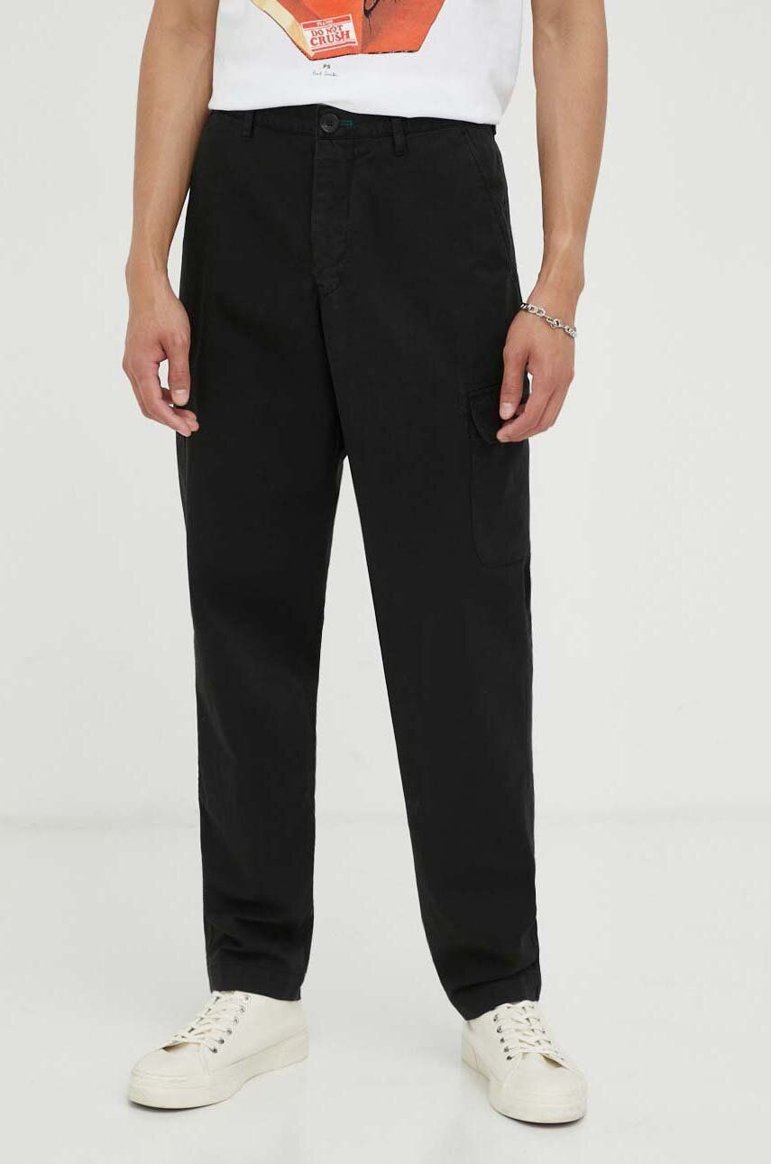 PS Paul Smith pantaloni barbati, culoarea negru, cu fason cargo answear.ro