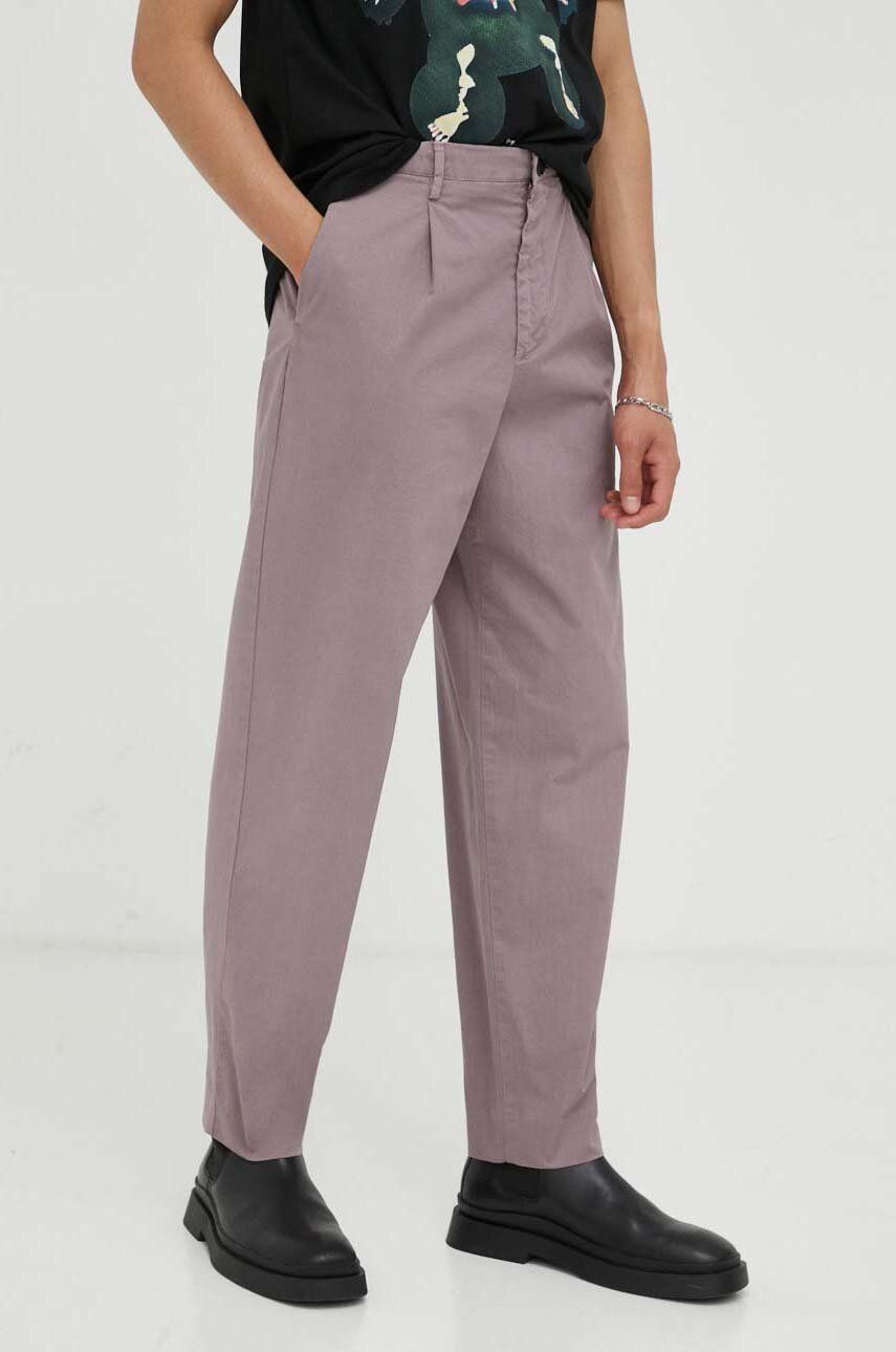 Kalhoty PS Paul Smith pánské, jednoduché - růžová -  97 % Bavlna