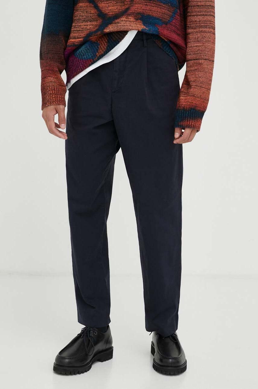 Ps Paul Smith Pantaloni Barbati, Culoarea Albastru Marin, Drept