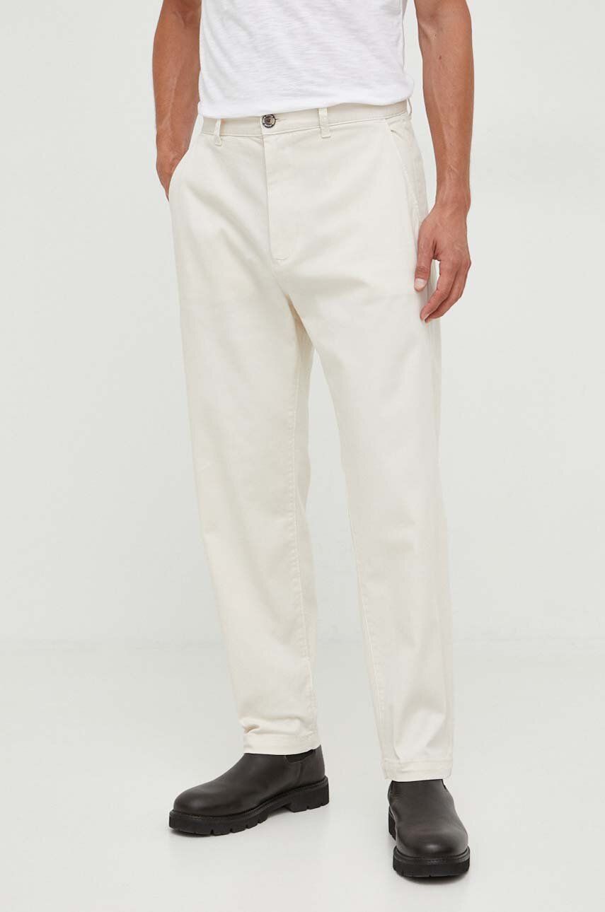 Kalhoty Pepe Jeans NILS pánské, béžová barva, ve střihu chinos - béžová -  98 % Bavlna