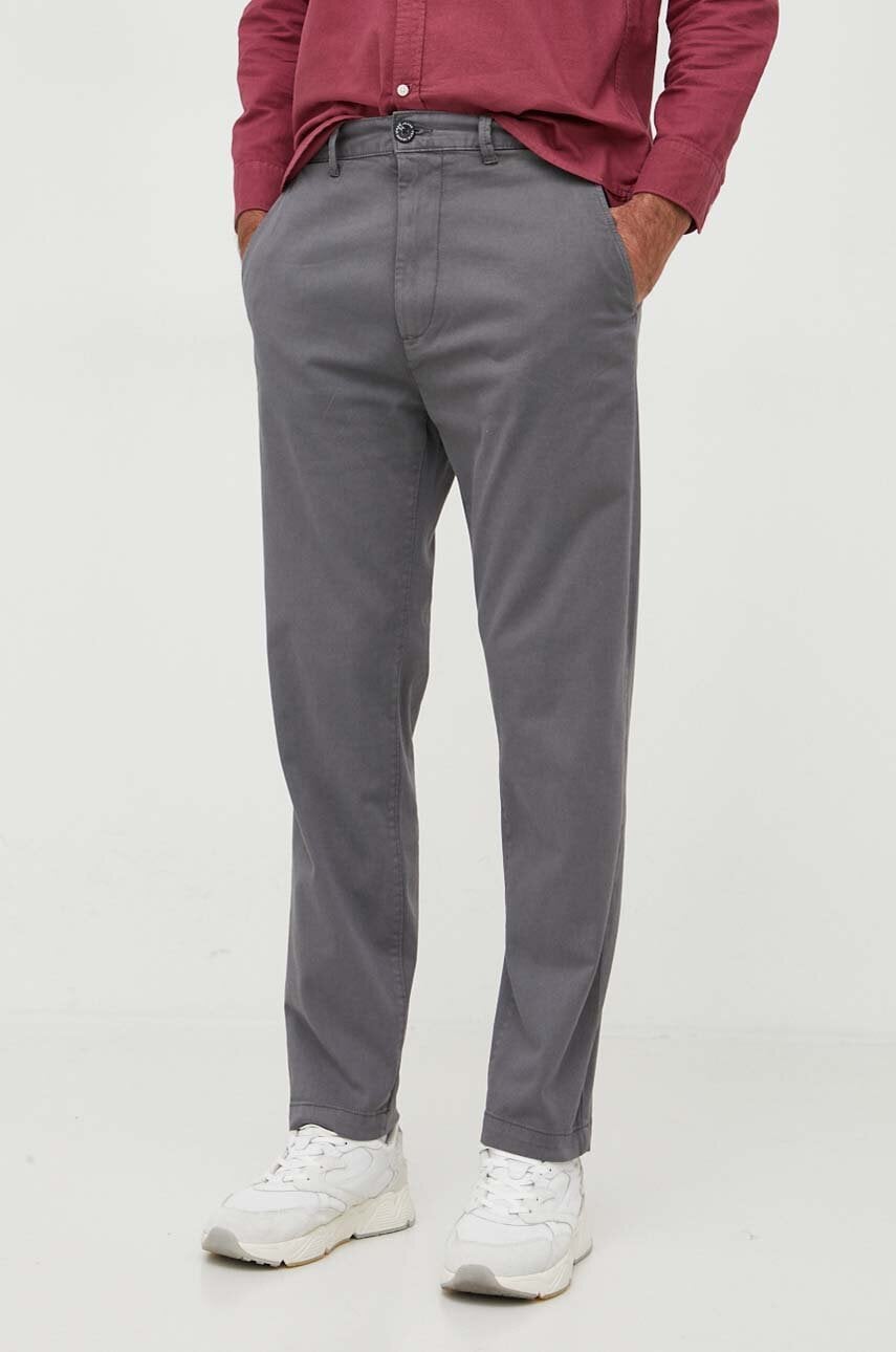 Pepe Jeans Pantaloni Nils Barbati, Culoarea Gri, Cu Fason Chinos