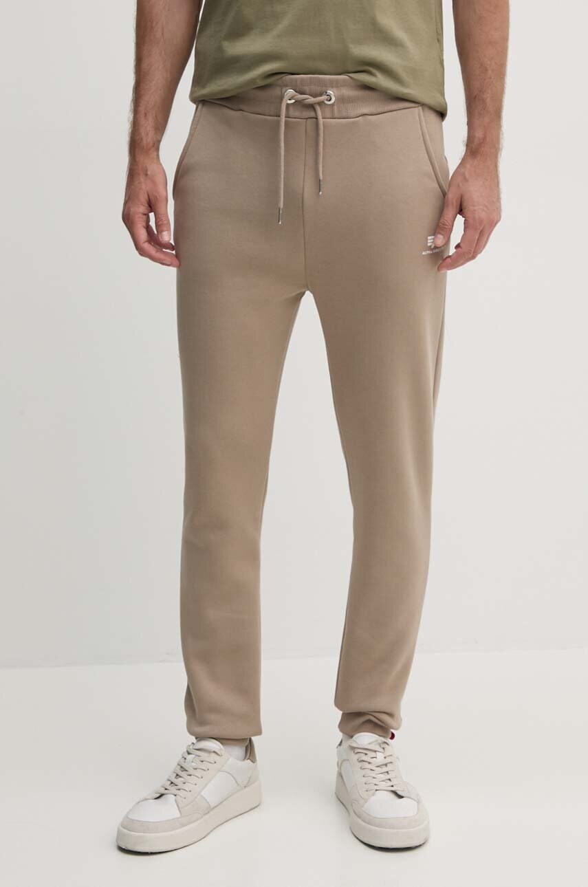 Alpha Industries pantaloni de trening culoarea bej, neted