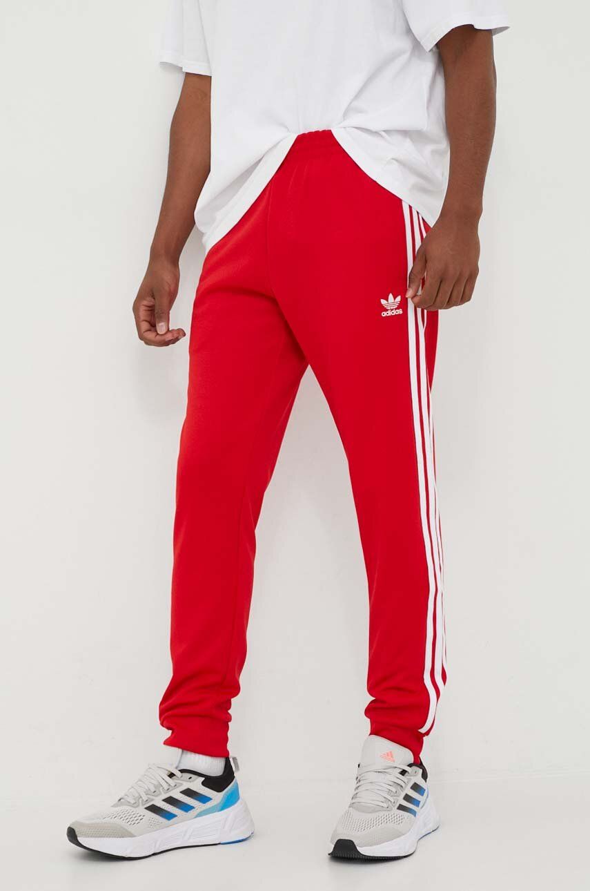 adidas Originals pantaloni de trening culoarea roșu, cu imprimeu