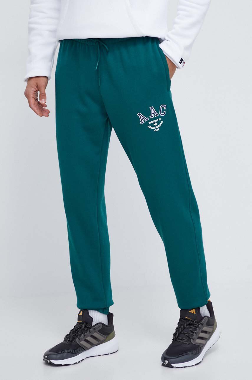 adidas Originals pantaloni de trening din bumbac culoarea verde, cu imprimeu