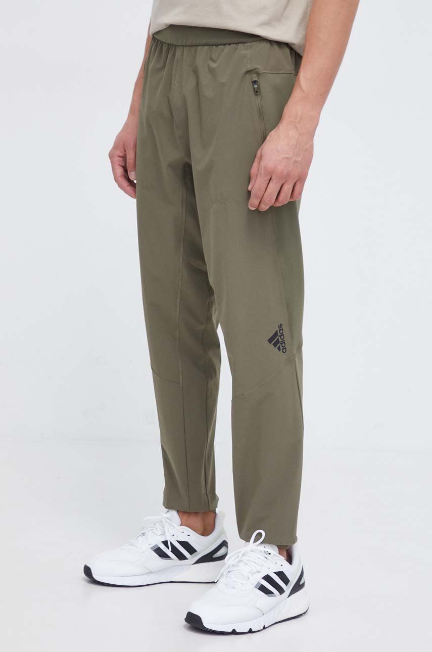 adidas Performance pantaloni de antrenament Designed for Training culoarea verde, neted