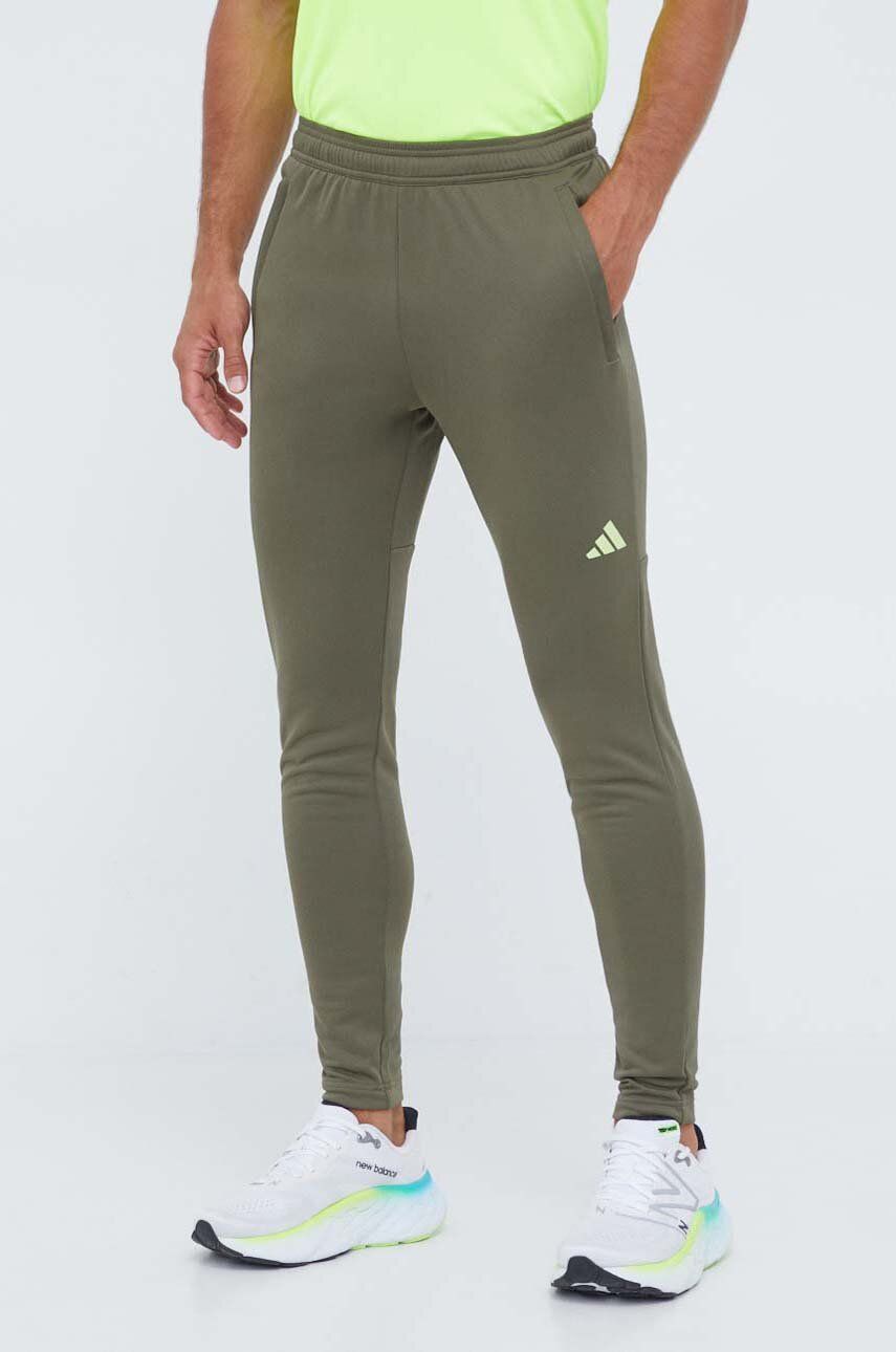 Adidas Performance Pantaloni De Antrenament Train Essentials Seasonal Culoarea Verde, Cu Imprimeu