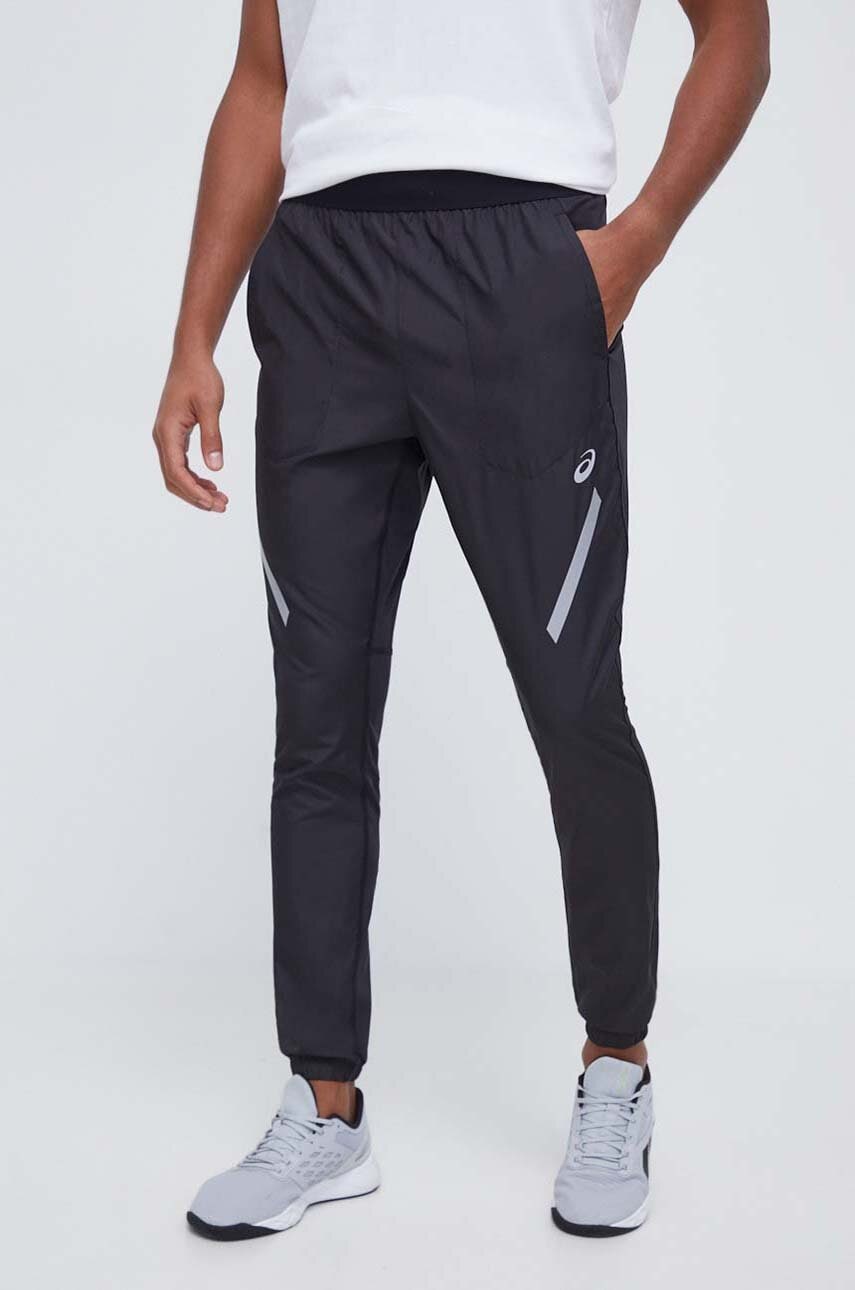 Asics pantaloni de alergare culoarea negru, cu imprimeu