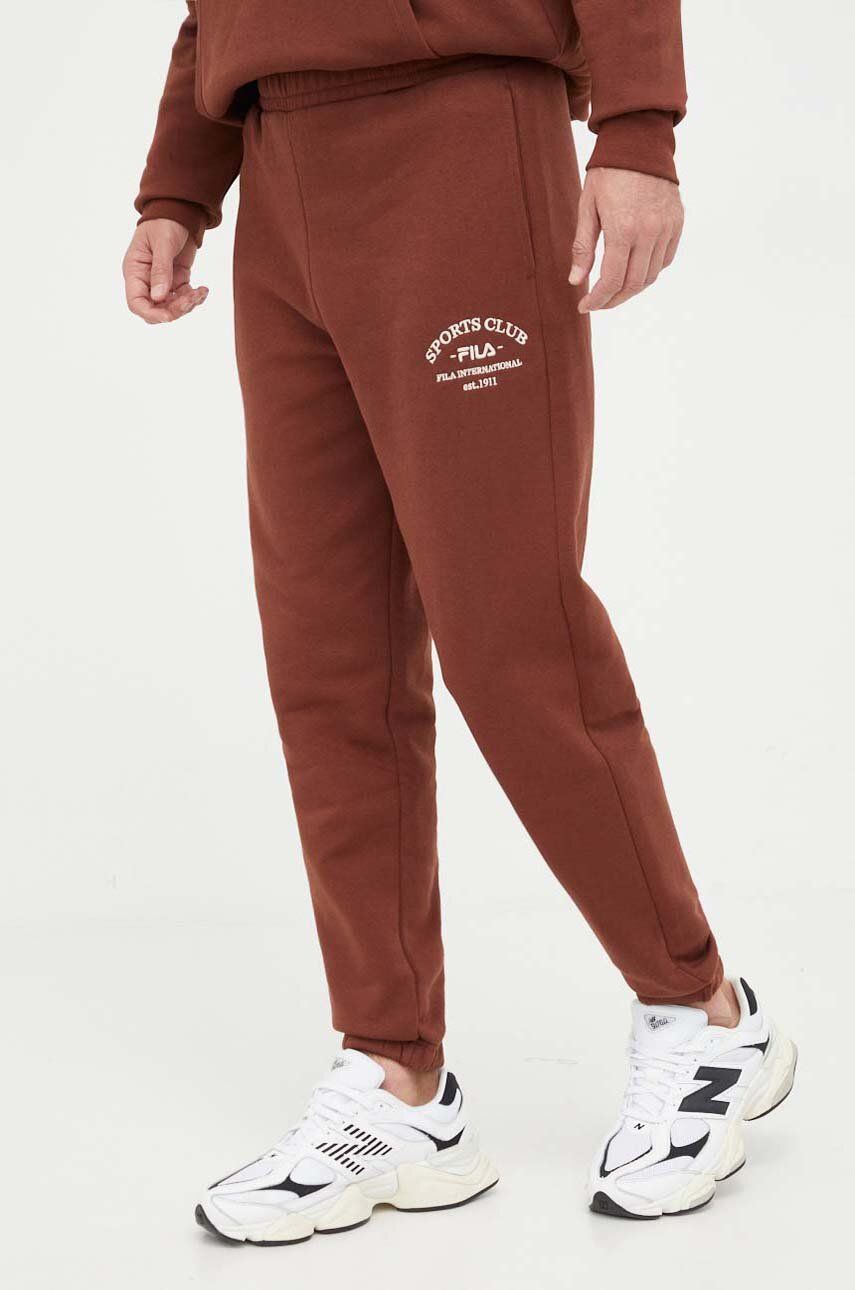 Fila pantaloni de trening culoarea maro, neted