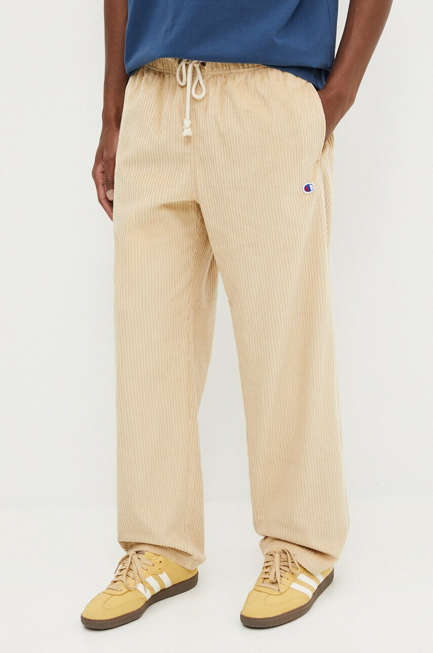 Champion pantaloni de catifea cord culoarea bej, drept, 219293