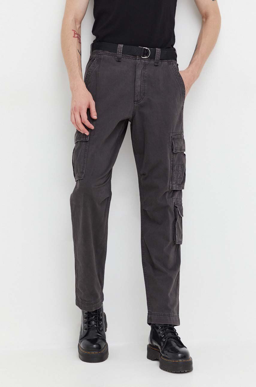 Abercrombie & Fitch pantaloni barbati, culoarea gri, cu fason cargo