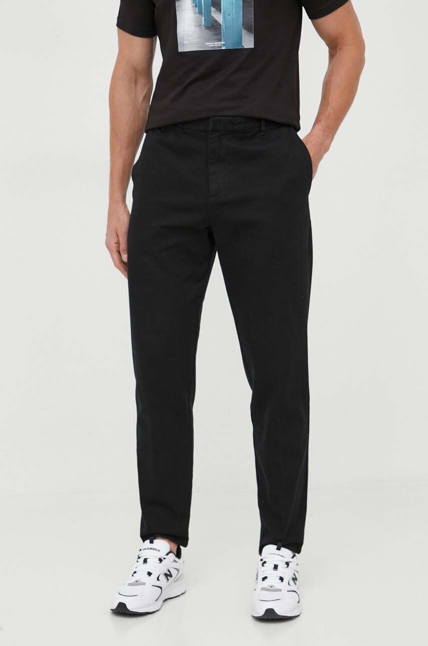 Bavlněné kalhoty Armani Exchange černá barva, jednoduché - černá -  Hlavní materiál: 100 % Bavl
