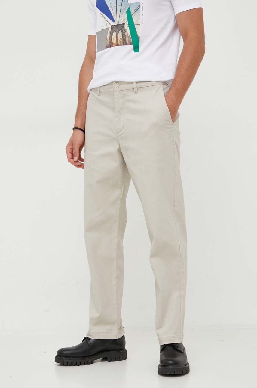 Armani Exchange Pantaloni Barbati, Culoarea Gri, Drept