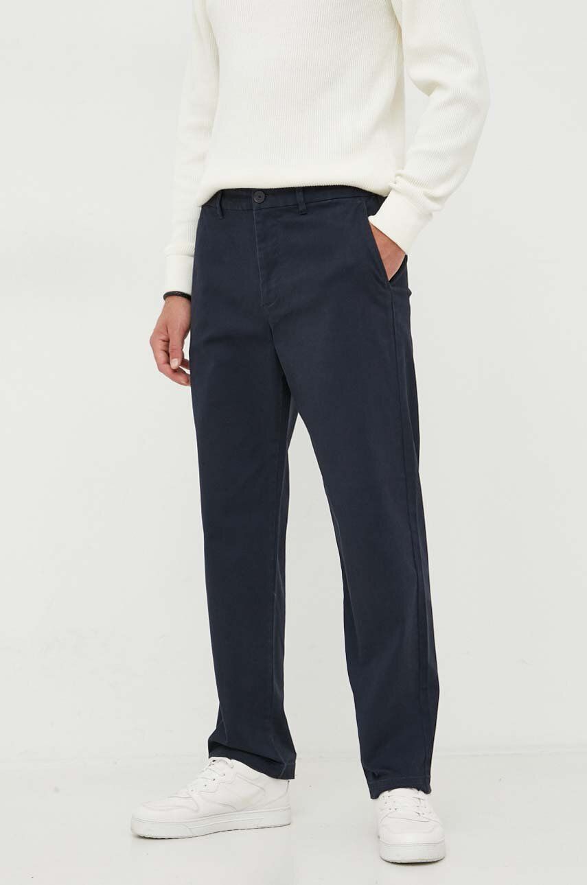 Kalhoty Armani Exchange pánské, tmavomodrá barva, jednoduché - námořnická modř -  98 % Bavlna