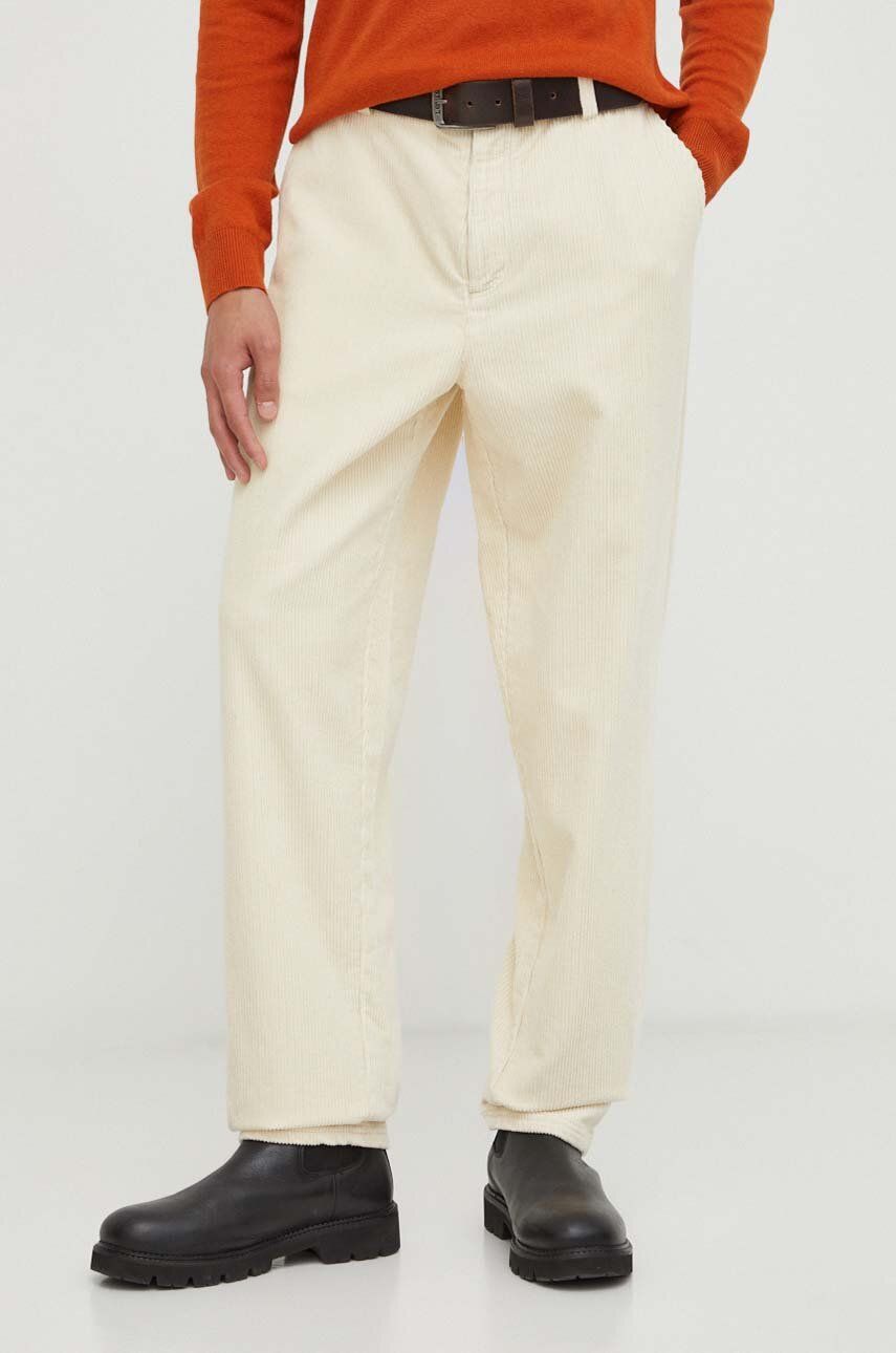 Kalhoty Les Deux pánské, béžová barva, jednoduché - béžová - 100 % Bavlna