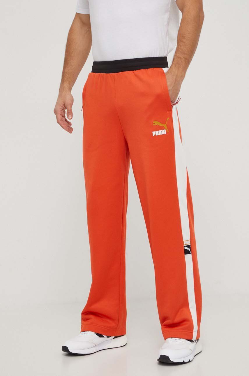 Puma pantaloni de trening culoarea portocaliu, modelator