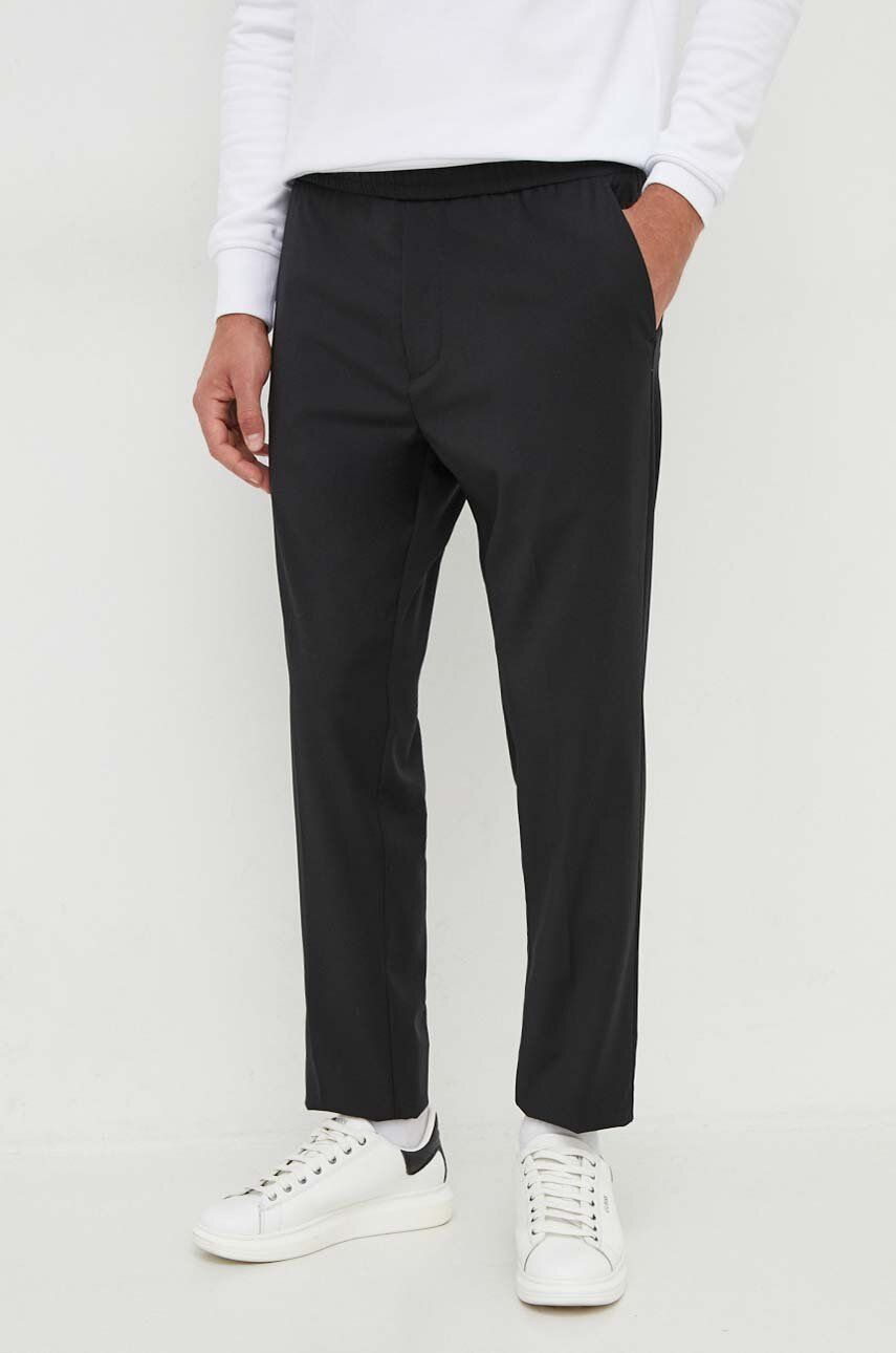 Kalhoty s příměsí vlny Liu Jo černá barva, jednoduché - černá - Hlavní materiál: 53 % Polyester