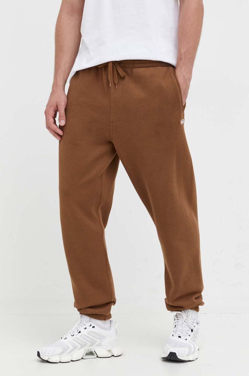 Vans pantaloni de trening culoarea maro, neted