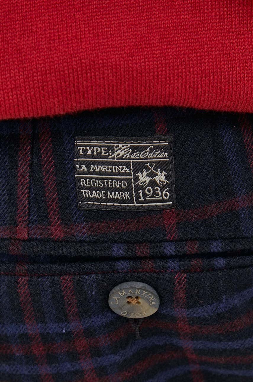 Παντελόνι από μείγμα μαλλιού La Martina χρώμα: ναυτικό μπλε φωτογραφία