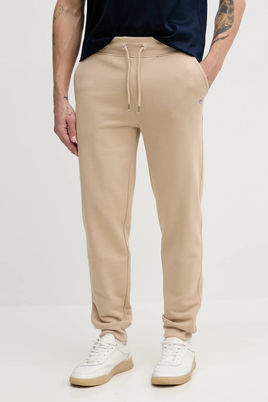 Gant pantaloni de trening culoarea bej, melanj