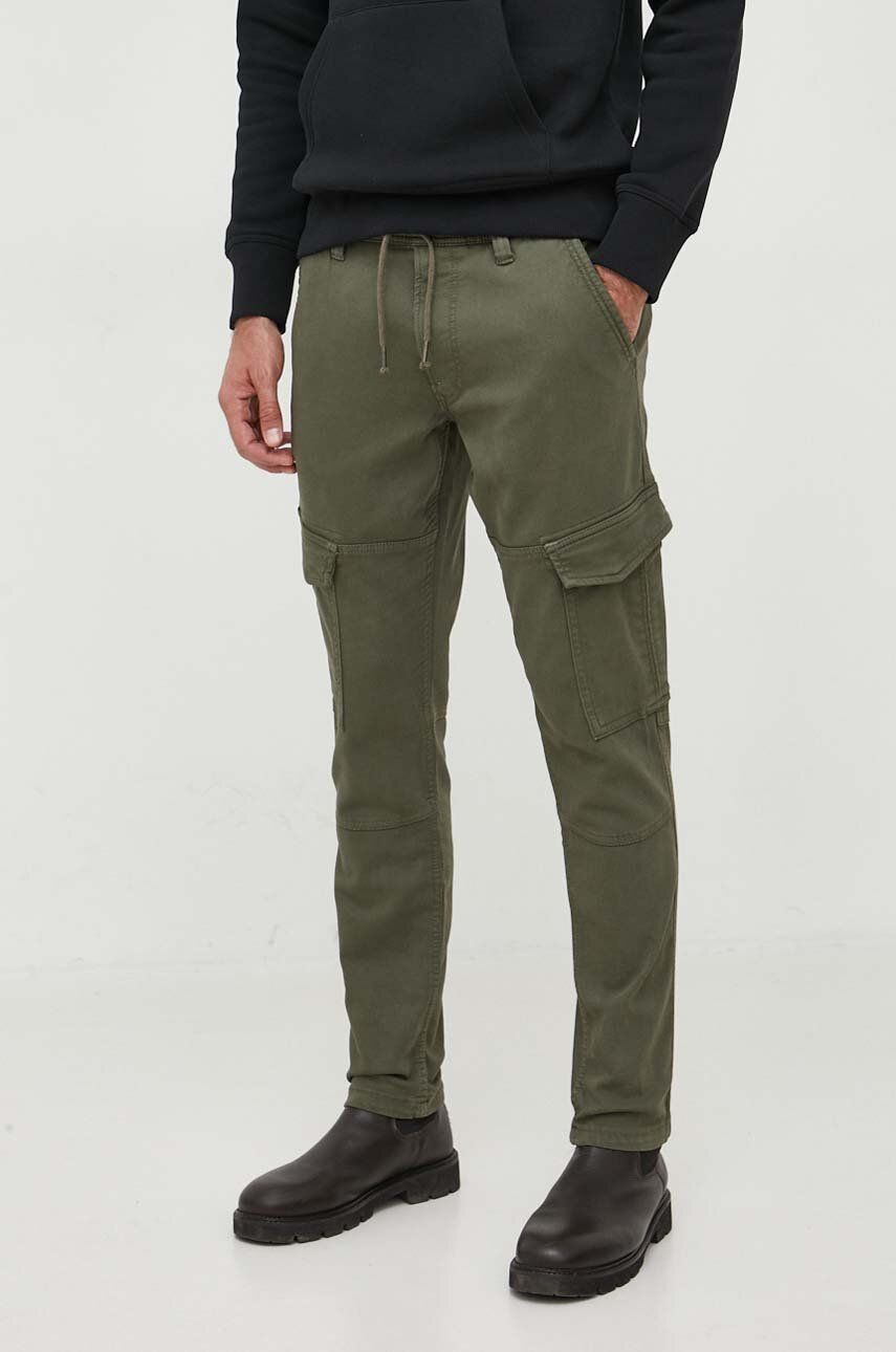 Kalhoty Pepe Jeans Jared pánské, zelená barva, ve střihu cargo - zelená - Hlavní materiál: 68 % Bavl