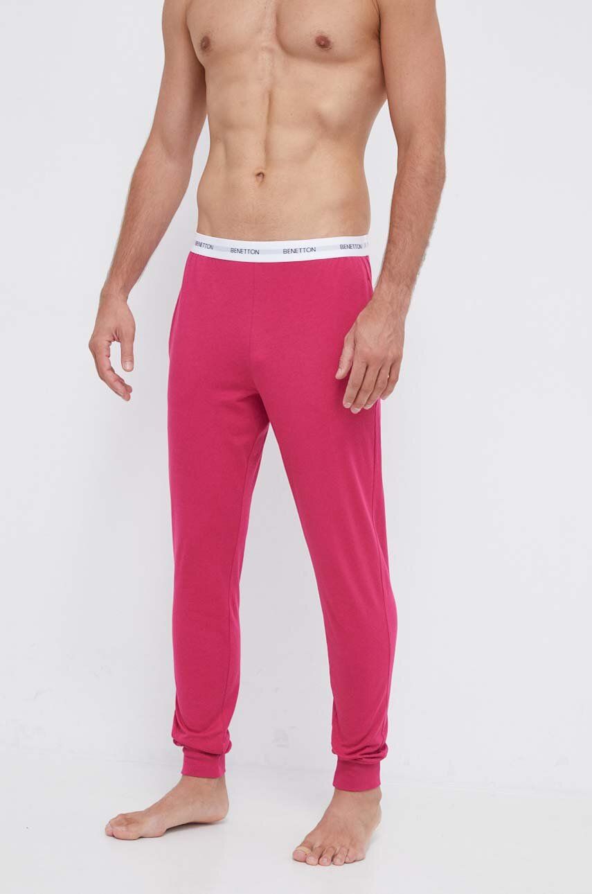 Levně Bavlněné kalhoty United Colors of Benetton růžová barva
