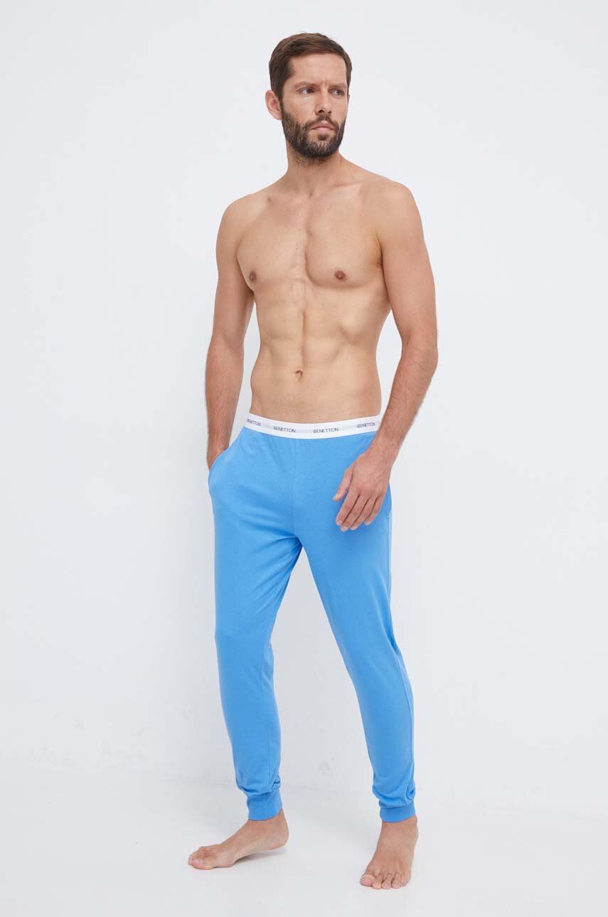 Bavlněné kalhoty United Colors of Benetton - modrá - 100 % Bavlna