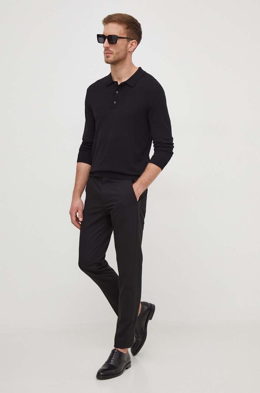 Kalhoty United Colors of Benetton pánské, černá barva, jednoduché