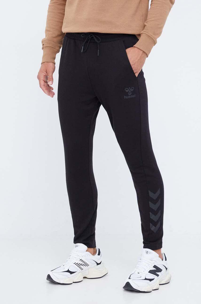 Hummel pantaloni de trening culoarea negru, cu imprimeu