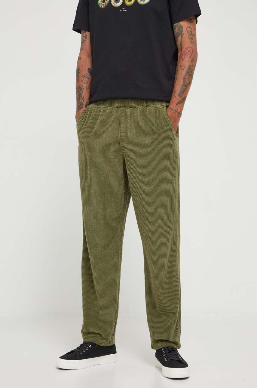 American Vintage Pantaloni De Catifea Cord Culoarea Verde, Drept