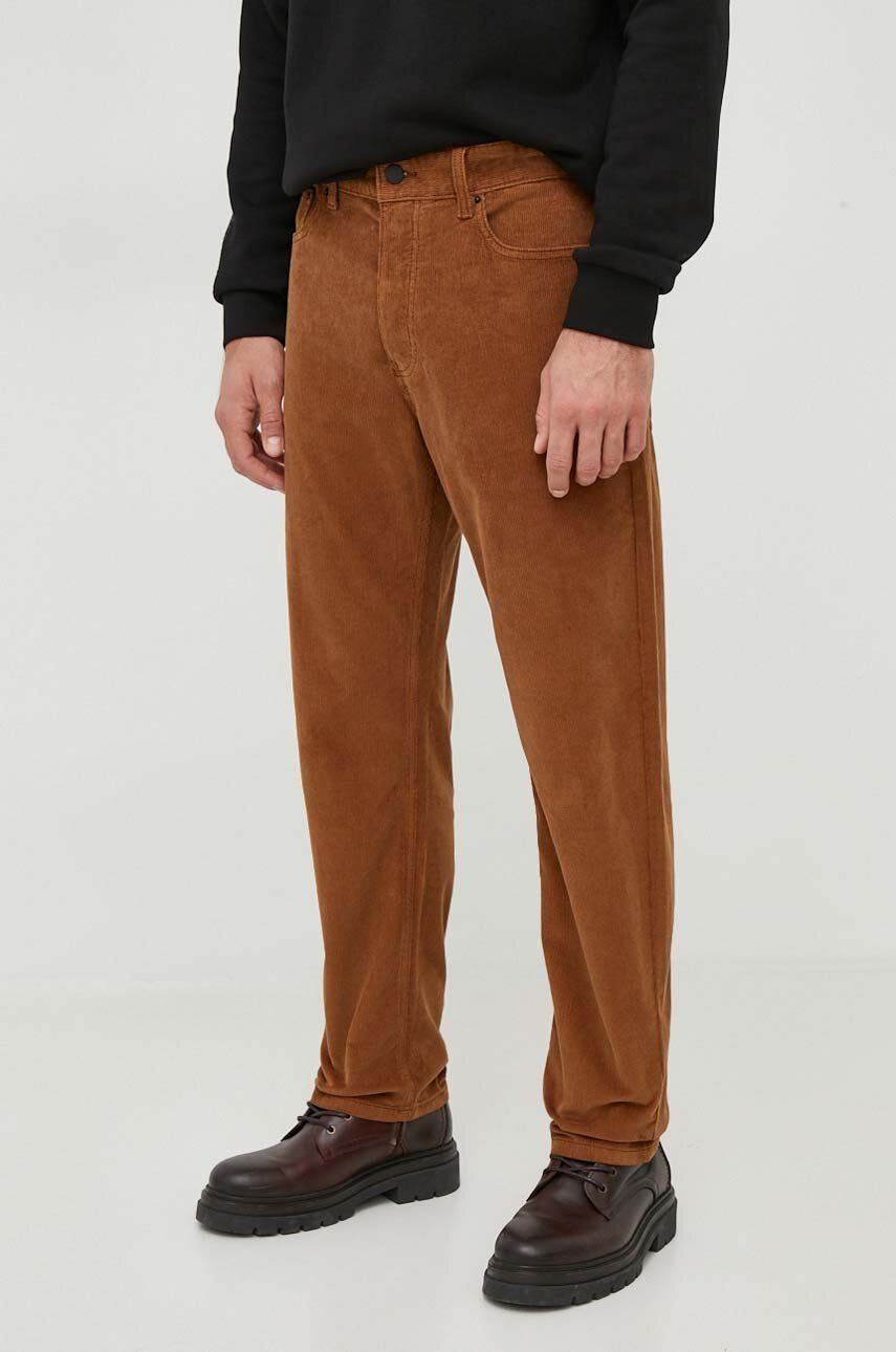 United Colors of Benetton pantaloni de catifea cord culoarea maro, drept