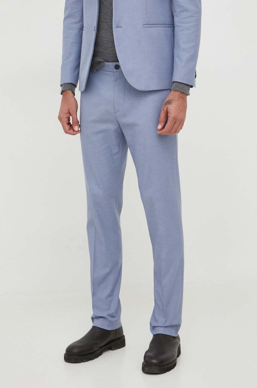 Kalhoty Sisley pánské, přiléhavé - modrá - 99 % Bavlna
