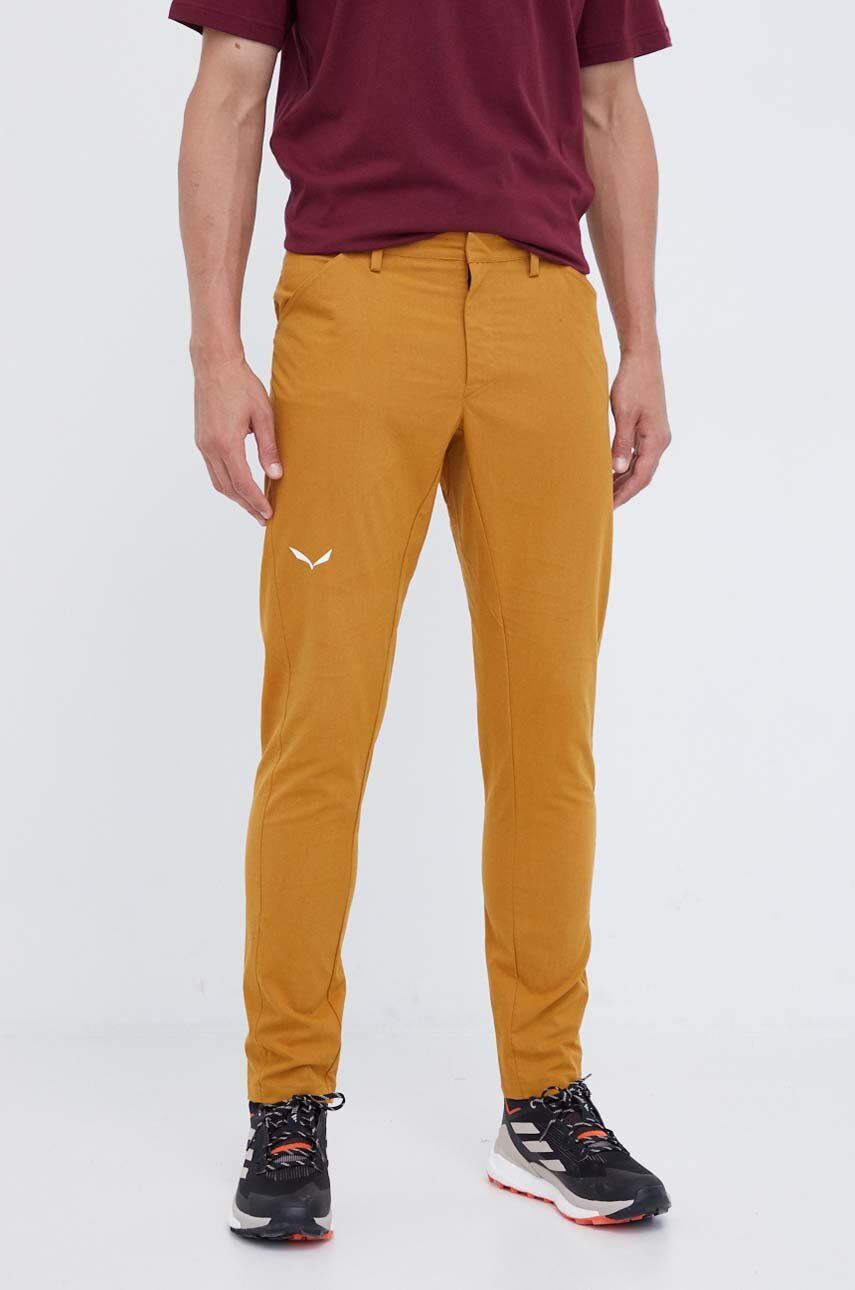 Outdoorové kalhoty Salewa Lavaredo žlutá barva - žlutá - 53 % Konopí