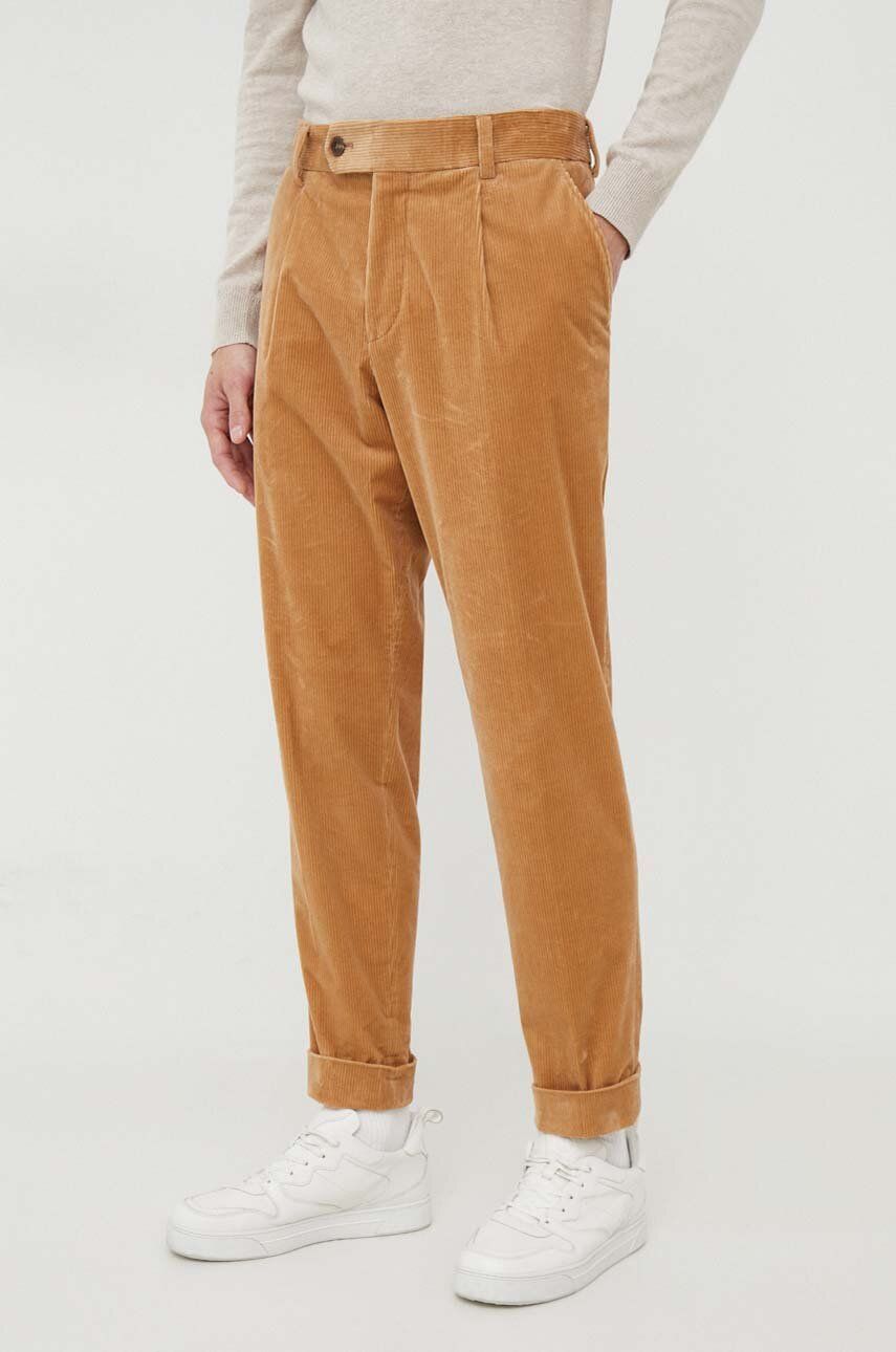 Manšestrové kalhoty BOSS béžová barva - béžová - Hlavní materiál: 98 % Bavlna