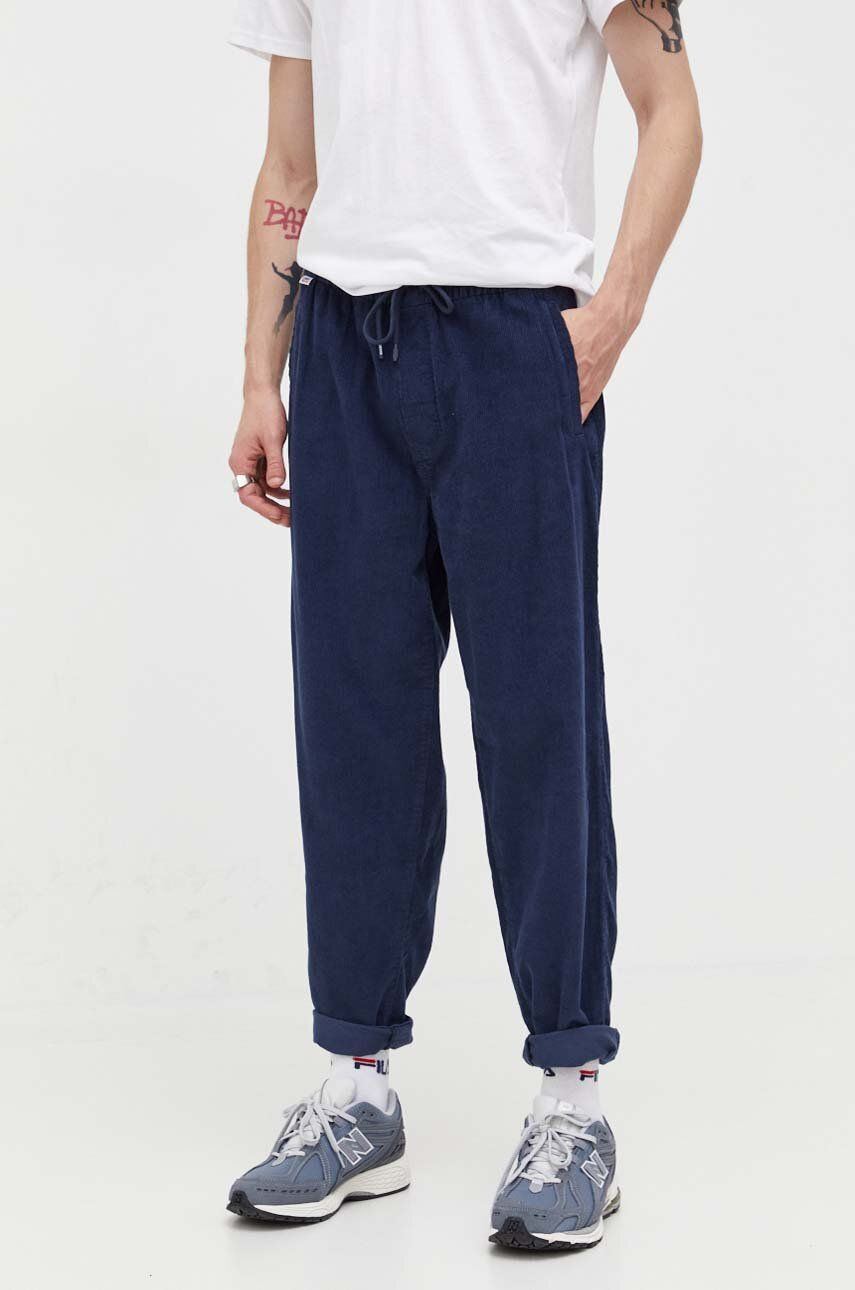 Tommy Jeans pantaloni de bumbac culoarea albastru marin, drept